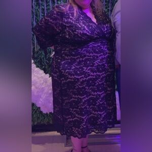 Kiyonna lace dress black and tan